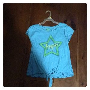 A blue crop top